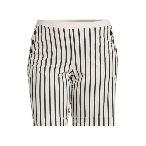 Plus Basics regular waist gestreepte casual short ecru afbeelding