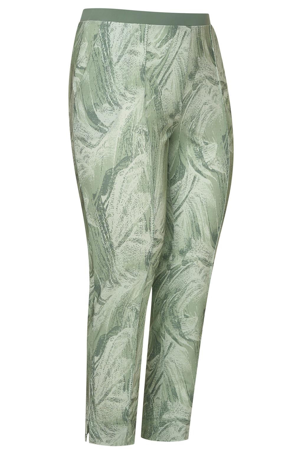 Groene dames Plus Basics travelstof straight regular waist cropped broek