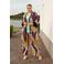 Plus Basics travelstof wide leg regular waist gestreepte broek