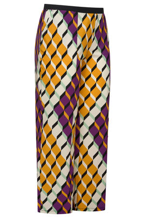 travelstof wide leg regular waist gestreepte broek