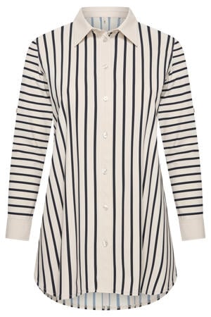 travelstof gestreepte blouse ecru