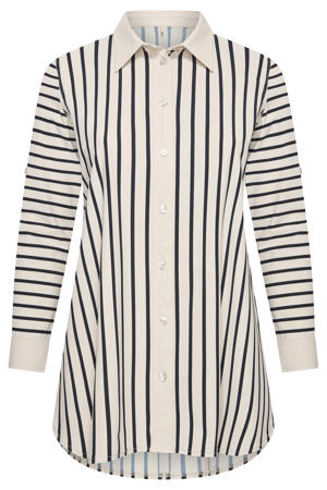 travelstof gestreepte blouse ecru