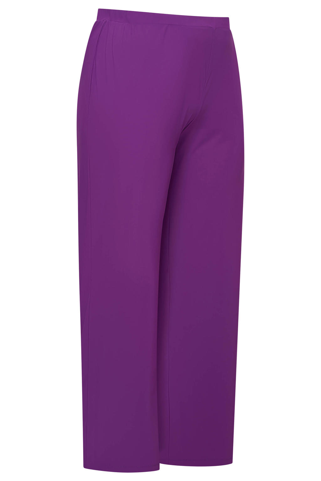 Paarse dames Plus Basics wide leg regular waist casual broek met effen
