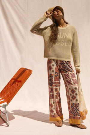 wide leg regular waist broek multi
