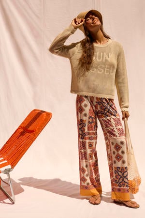 wide leg regular waist broek multi