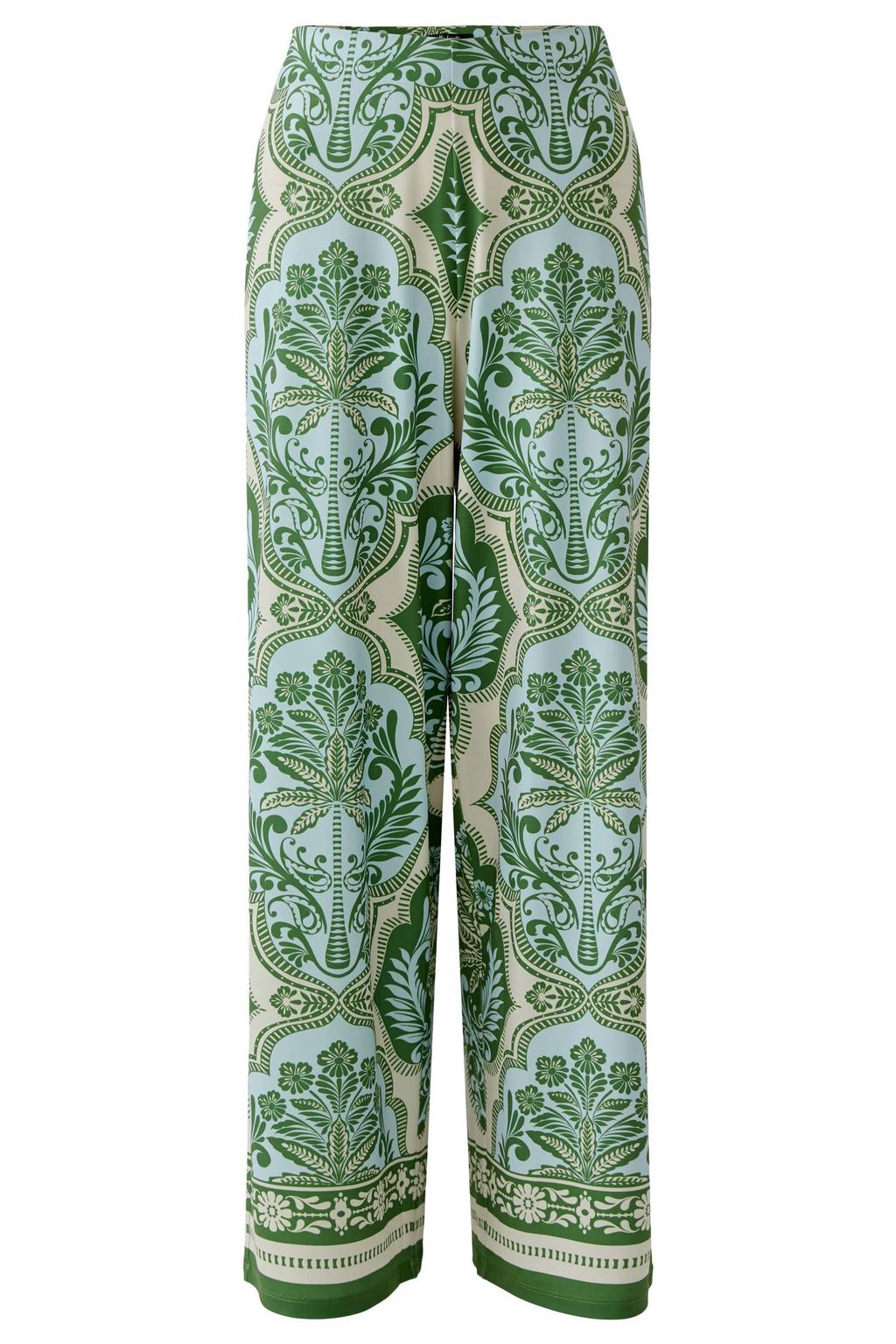 Groen, blauw en beige dames Miss Lagotte wide leg regular waist broek