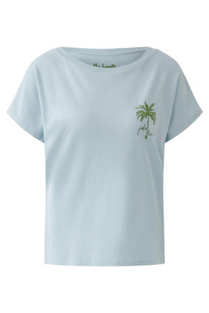 top met backprint lichtblauw