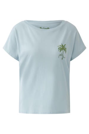 top met backprint lichtblauw