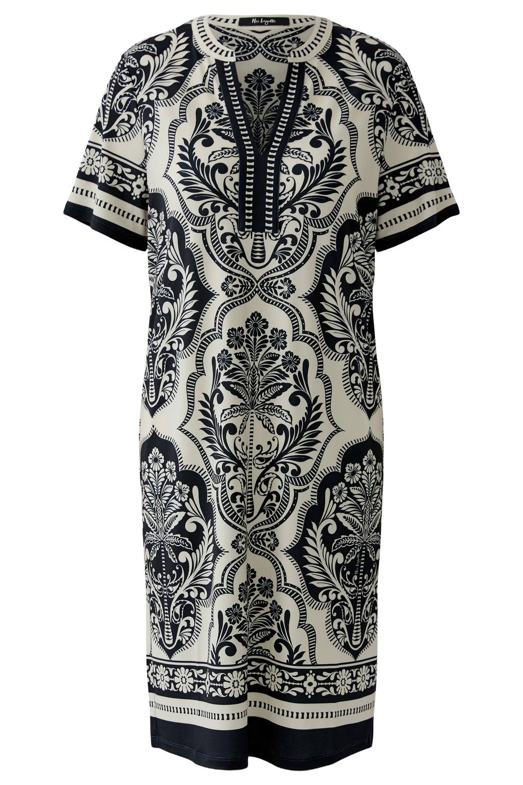 Zwart en witte dames Miss Lagotte zomerjurk van polyester met korte mouwen en ronde hals