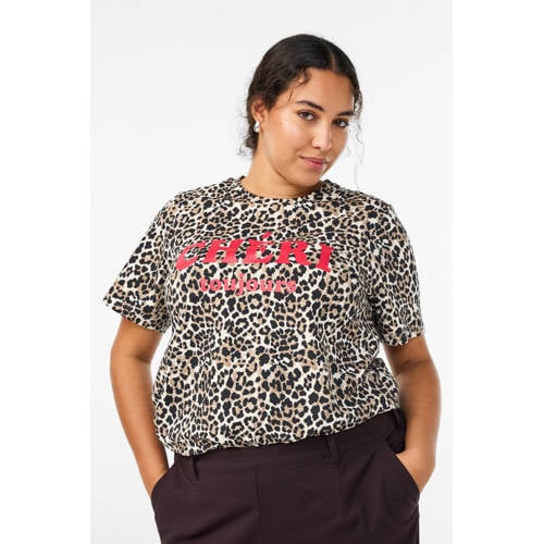 Zizzi T-shirt met panterprint bruin afbeelding