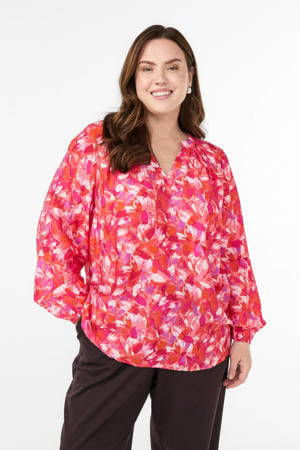 gebloemde top roze