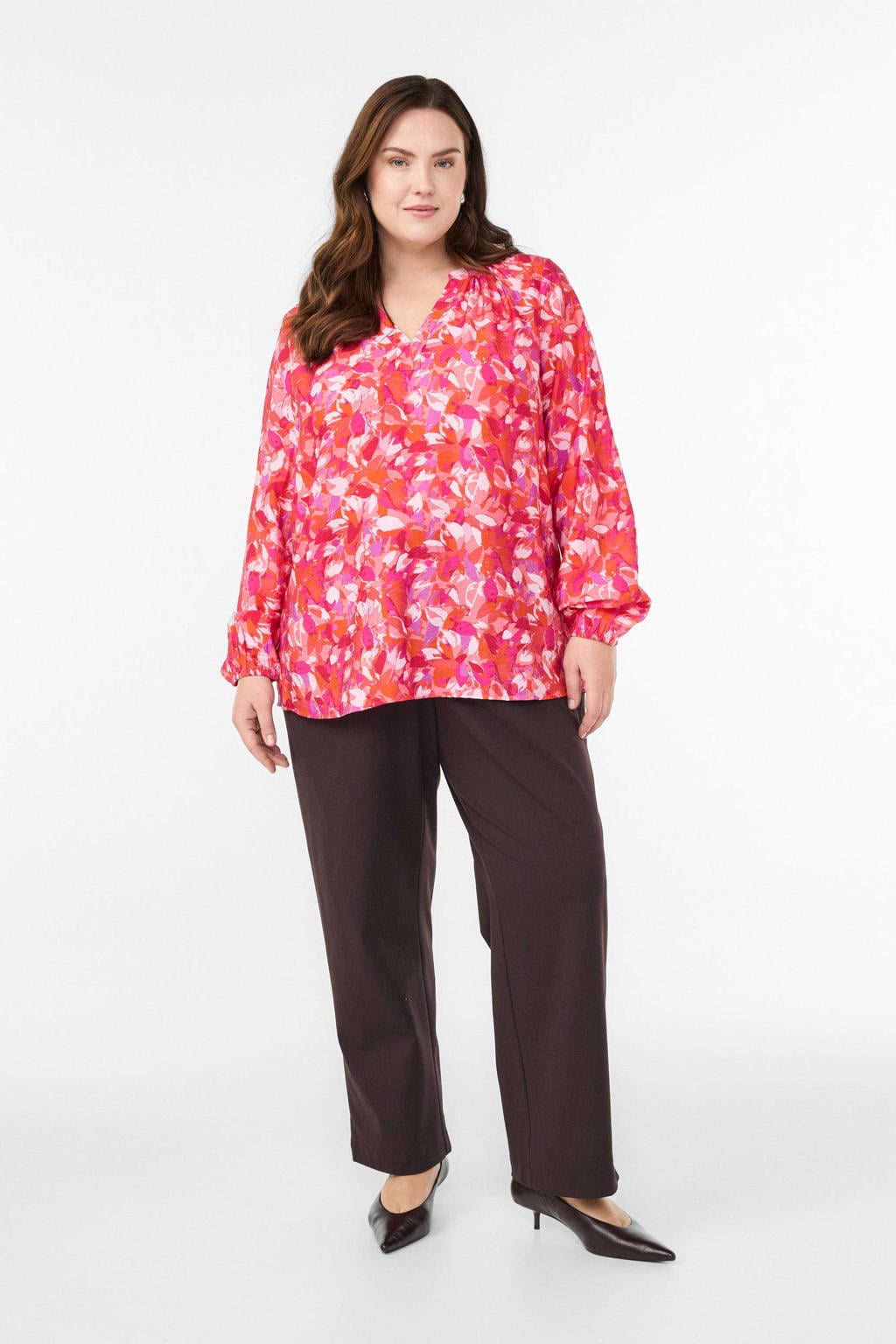 Zizzi gebloemde top roze