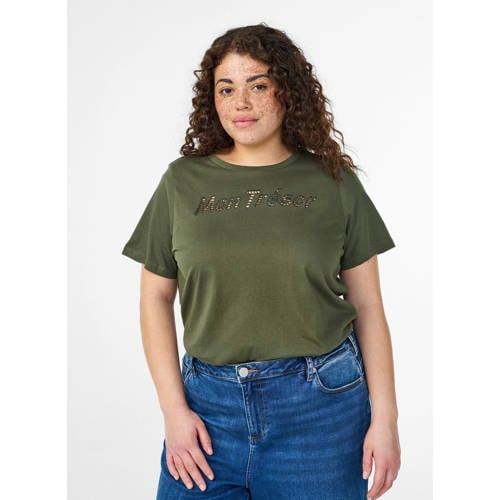 Zizzi T-shirt donkergroen afbeelding