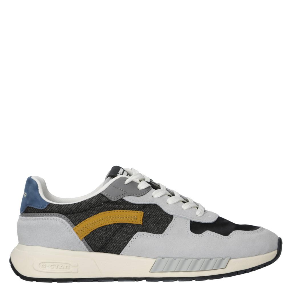 Grijze heren G-STAR AVER SPT I M sneakers van leer en textiel met veters