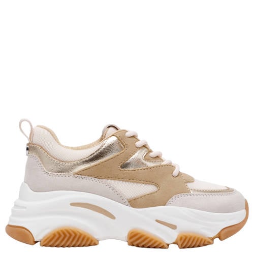 Steve Madden Progressive chunky leren sneakers beige/goud
