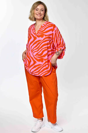 blousetop met zebraprint roze