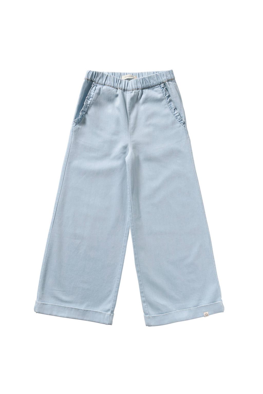 Light blue denim meisjes Your Wishes wide leg jeans van denim met effen