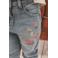 Your Wishes gebloemde straight leg jeans medium blue denim