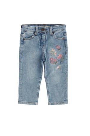 gebloemde straight leg jeans medium blue denim