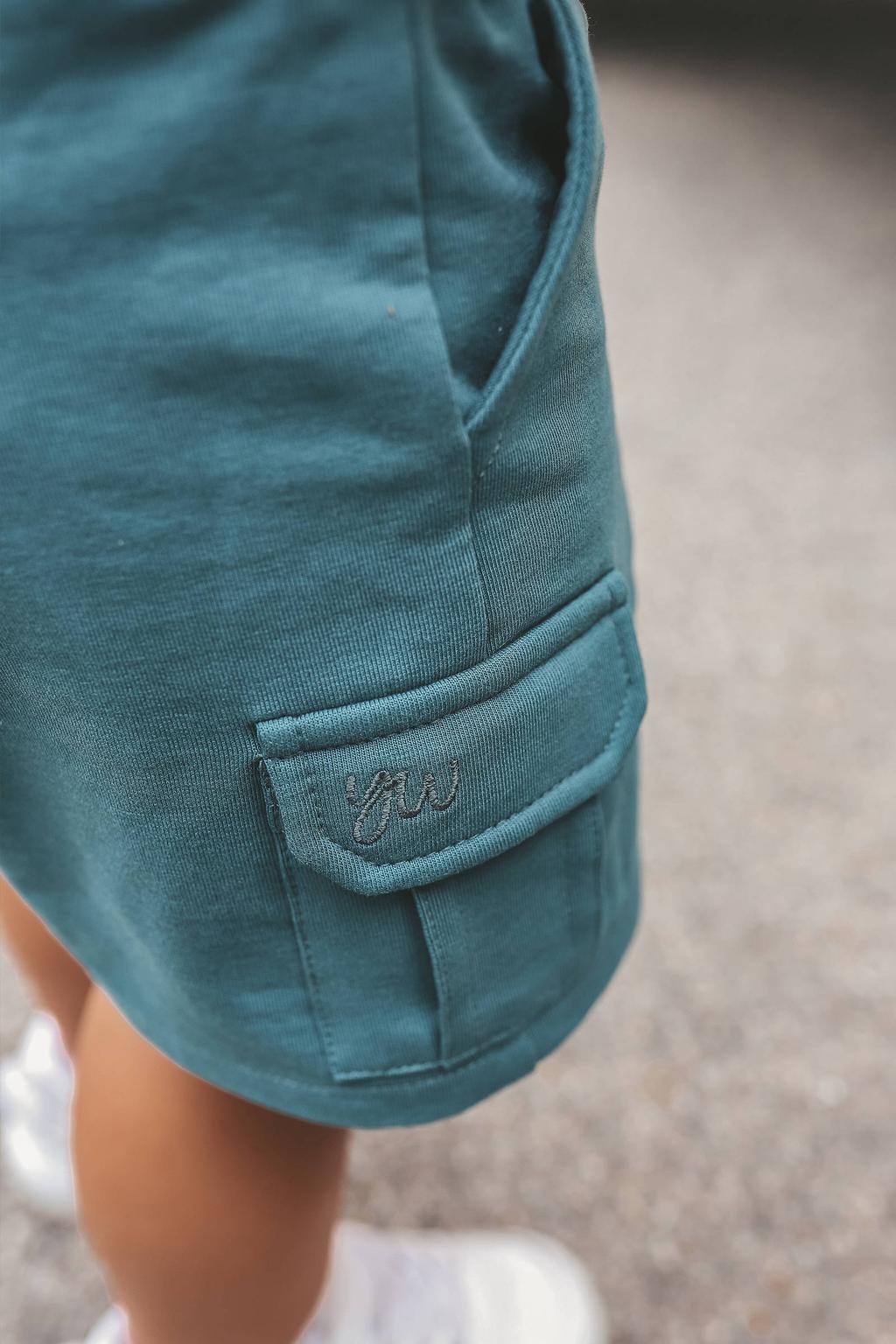 Grijsgroene jongens Your Wishes regular waist sweatshort groen met effen