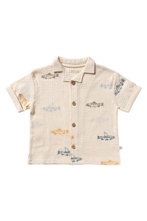 loose casual overhemd met textuur ecru