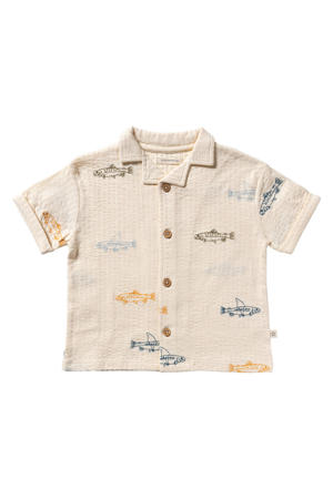 loose casual overhemd met textuur ecru