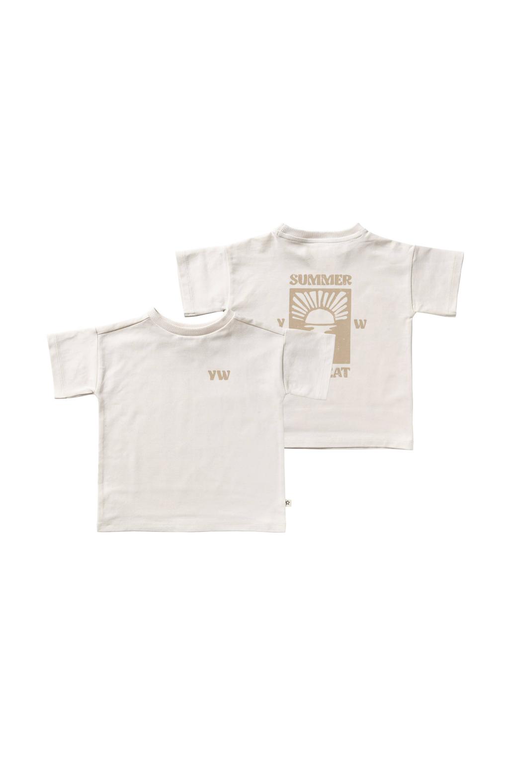 Ecru jongens Your Wishes T-shirt van katoen met backprint, korte mouwen en ronde hals