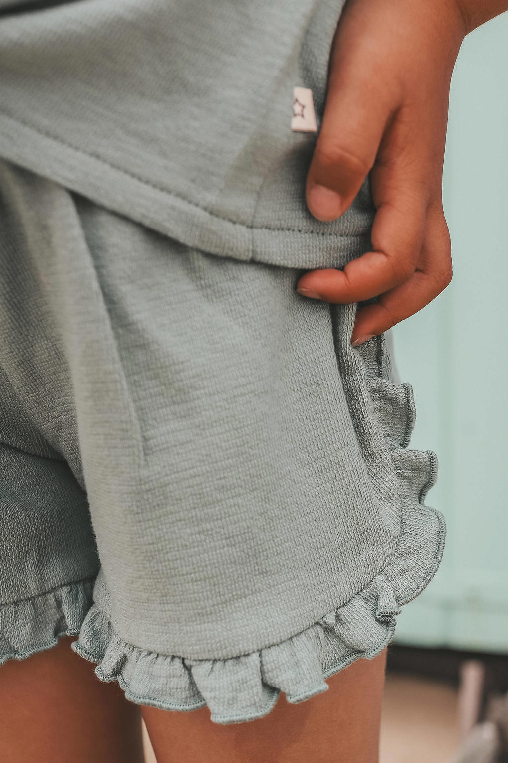 Groene meisjes Your Wishes regular waist sweatshort van stretchkatoen met effen