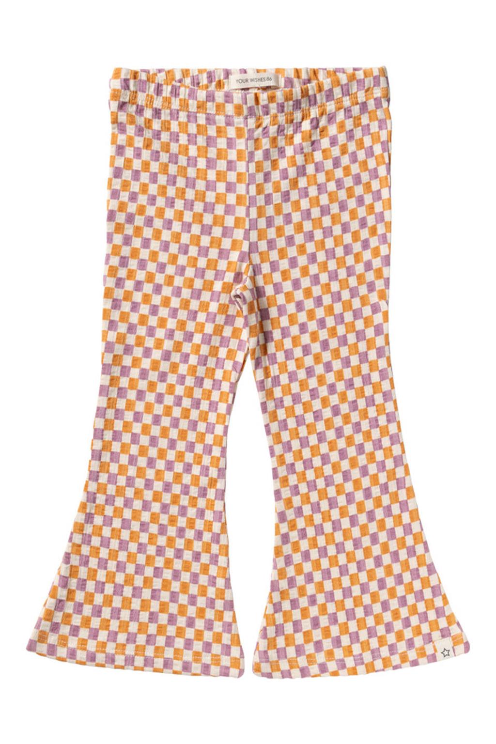Lila, oranje en witte meisjes Your Wishes regular waist geruite flared broek van katoen