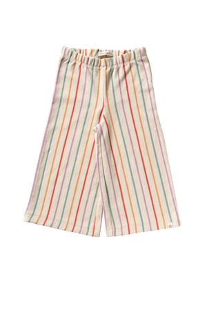 wide leg regular waist gestreepte casual broek ecru