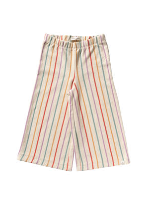 wide leg regular waist gestreepte casual broek ecru