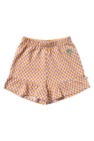 regular waist geruite casual short oranje