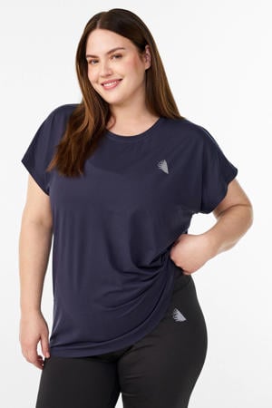 Plus Size sport T-shirt donkerblauw