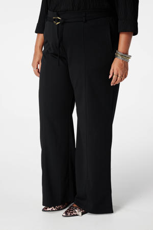 wide leg high waist broek zwart