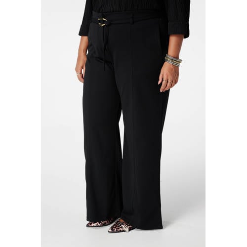 MS Mode wide leg high waist broek zwart afbeelding