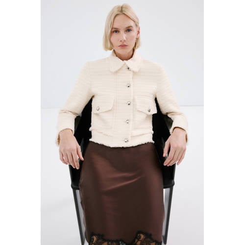 Mango tweed jack ecru afbeelding