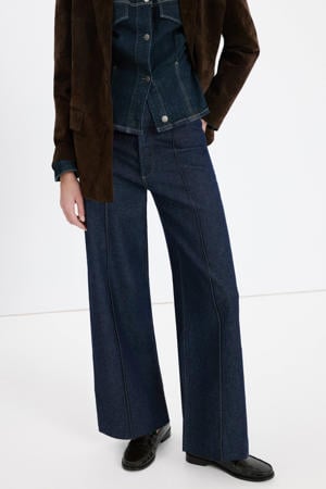 wide leg jeans dark blue denim