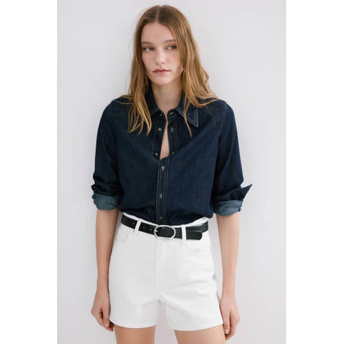 Mango high waist denim short wit afbeelding