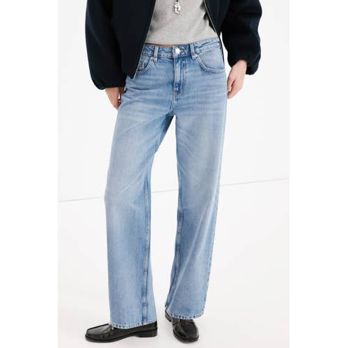Mango straight leg jeans light blue denim afbeelding