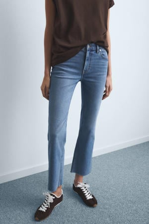 high waist bootcut jeans medium blue denim