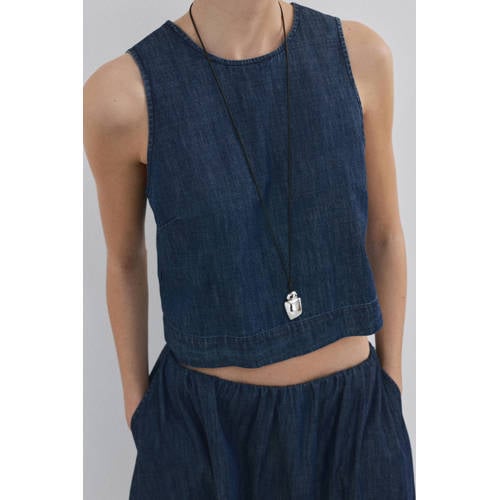 Mango denim top dark blue denim afbeelding