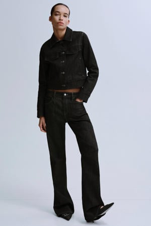 low waist straight leg jeans grey denim