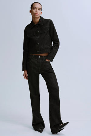 low waist straight leg jeans grey denim