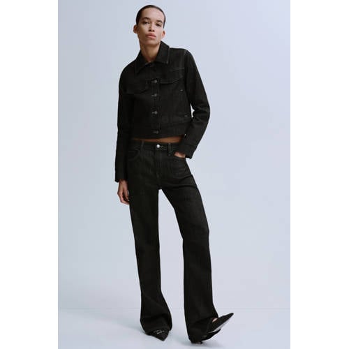 Mango low waist straight leg jeans grey denim afbeelding