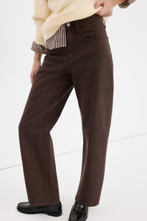 high waist barrel jeans donkerbruin