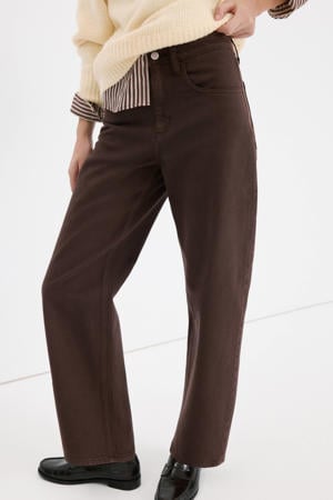 high waist barrel jeans donkerbruin