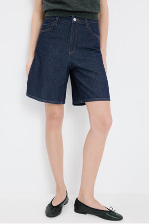 baggy regular waist denim short dark blue denim