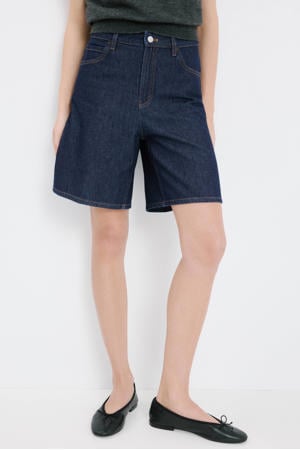 baggy regular waist denim short dark blue denim