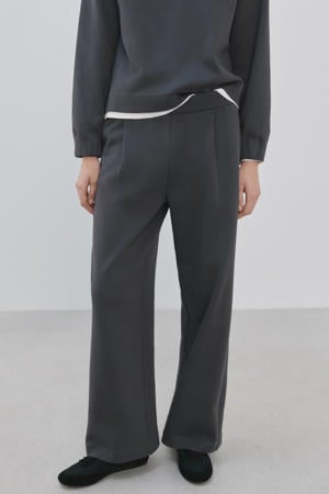 wide leg regular waist broek grijs