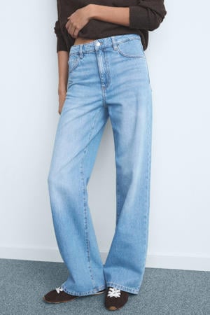 high waist flared jeans medium blue denim